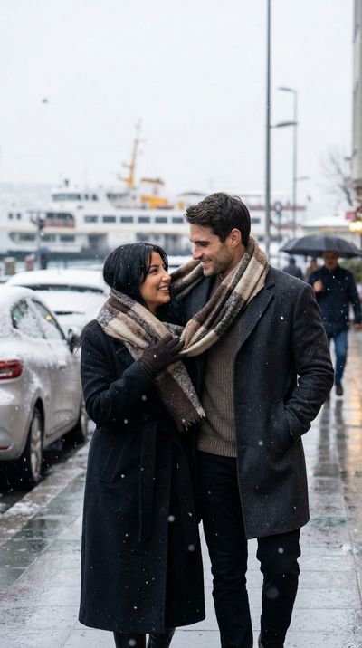 Winter Romance in Beşiktaş: A Candid Moment