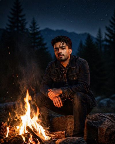 Contemplation by Firelight: A Cinematic Portrait
