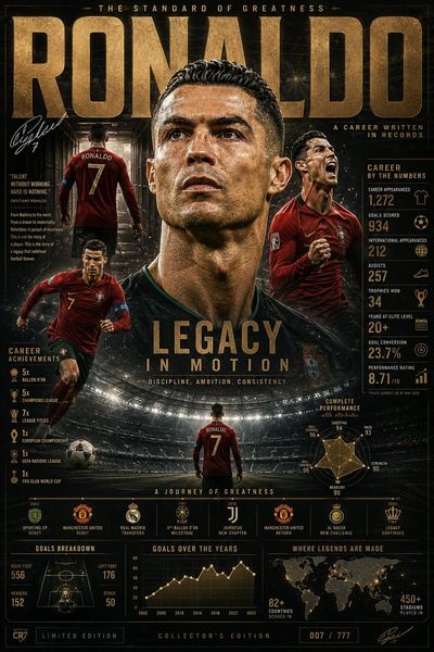 Ronaldo dominates this luxurious collector's football legacy poster