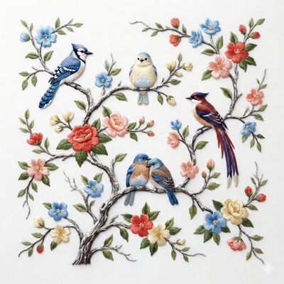 Frosted Elegance: A Silk Embroidery Symphony