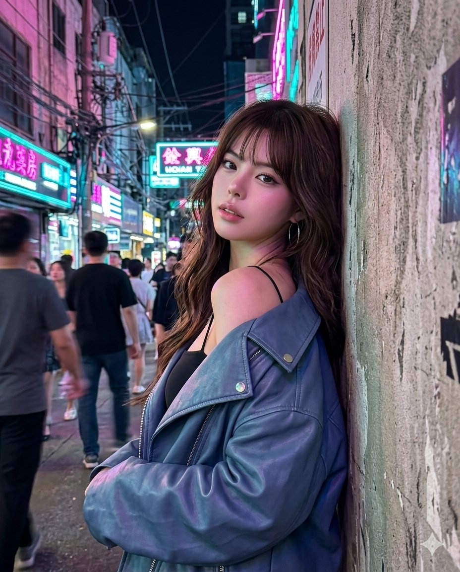 Neon Night Portrait: A Raw Urban Moment
