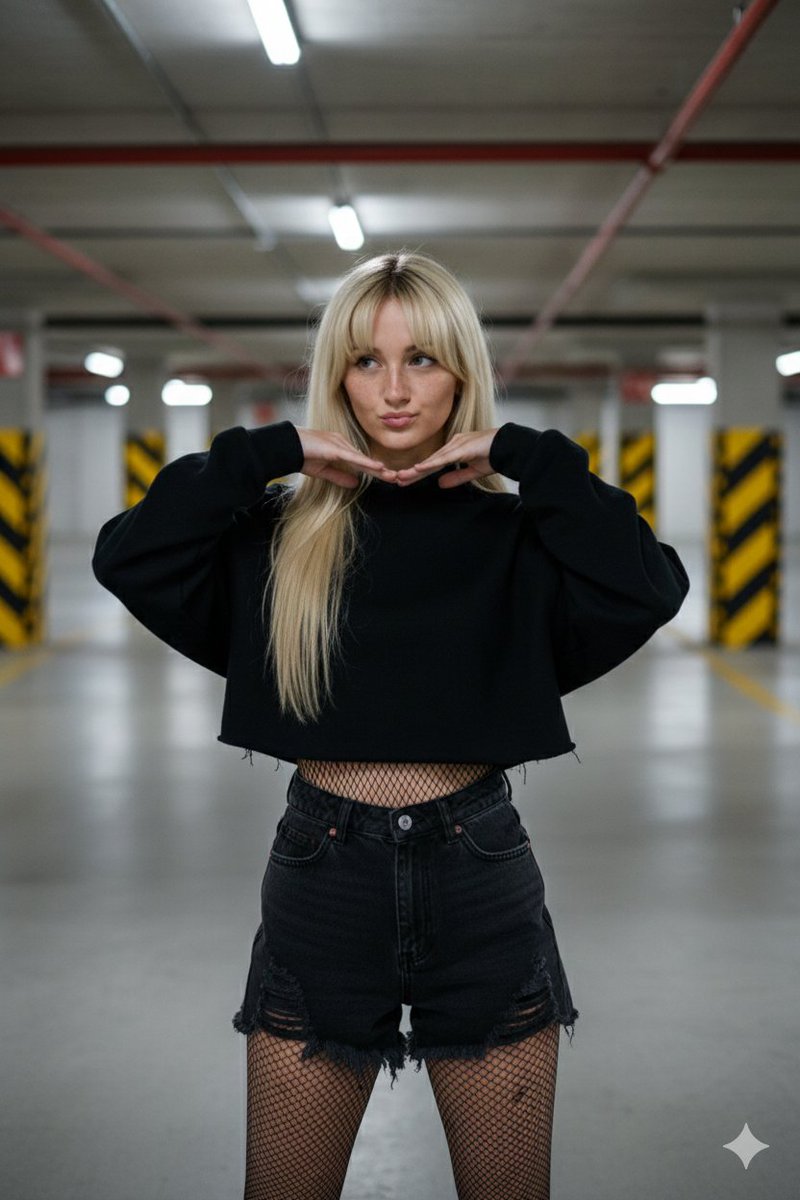 Urban Chic: A Playful Portrait in the Garage