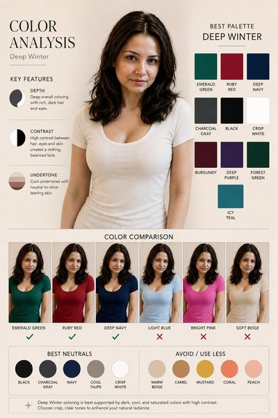 Deep Winter Color Analysis Infographic