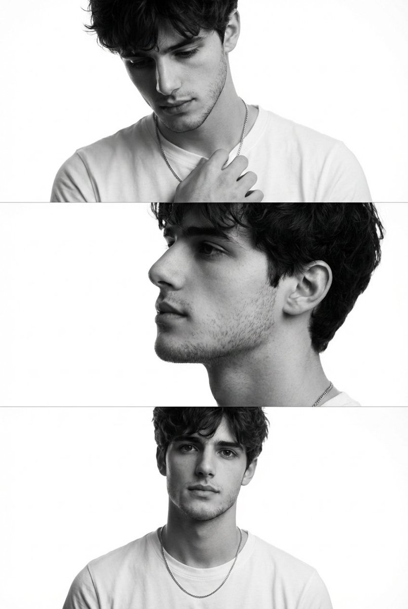 Sculpted Masculinity in Minimalist Fashion Triptych