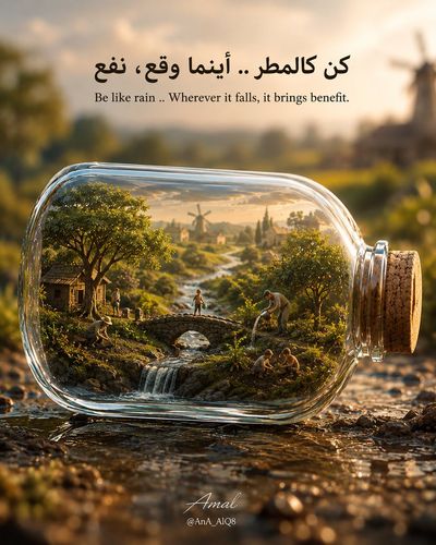 A glass bottle holds a tiny world of wisdom's light