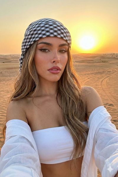 Desert Glam: A Radiant Selfie at Sunset
