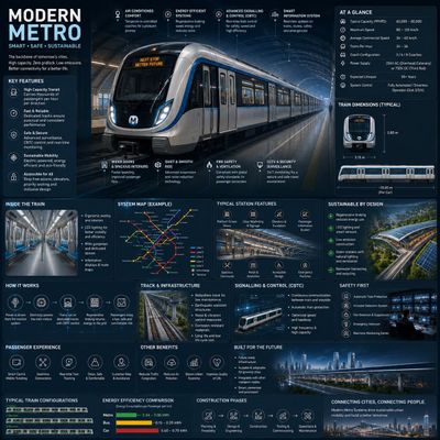 Futuristic Metro Infographic Shows Smart Railway Engineering in Detail