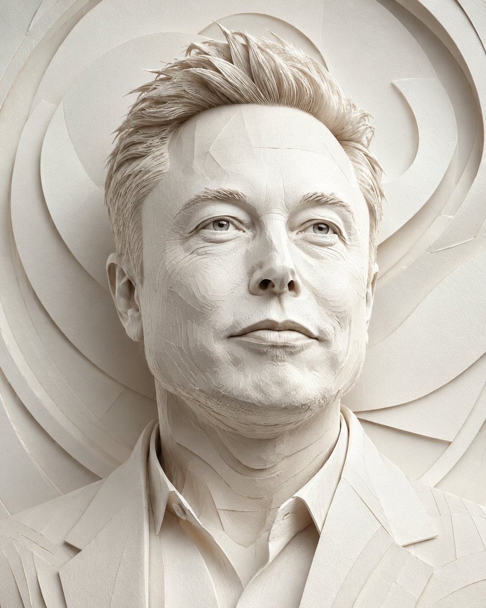 Ivory paper sculpture captures a handsome man's realistic portrait