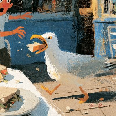 Cheeky Seagull Struts Away With Stolen Sandwich At Seaside Café