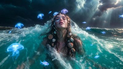 The Stormy Siren: A Mystical Oceanic Portrait