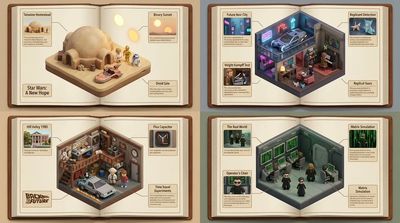 A miniature cutaway diorama presents a cozy sci-fi apartment room.