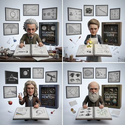 Scientist at Work: A 3D Tribute to Iconic Discoveries