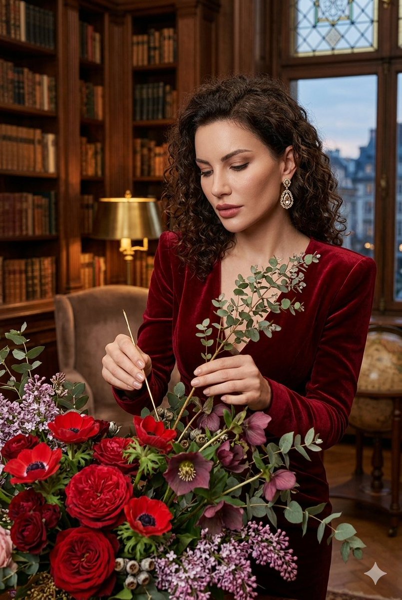 The Art of Floral Elegance in a Luxurious Library