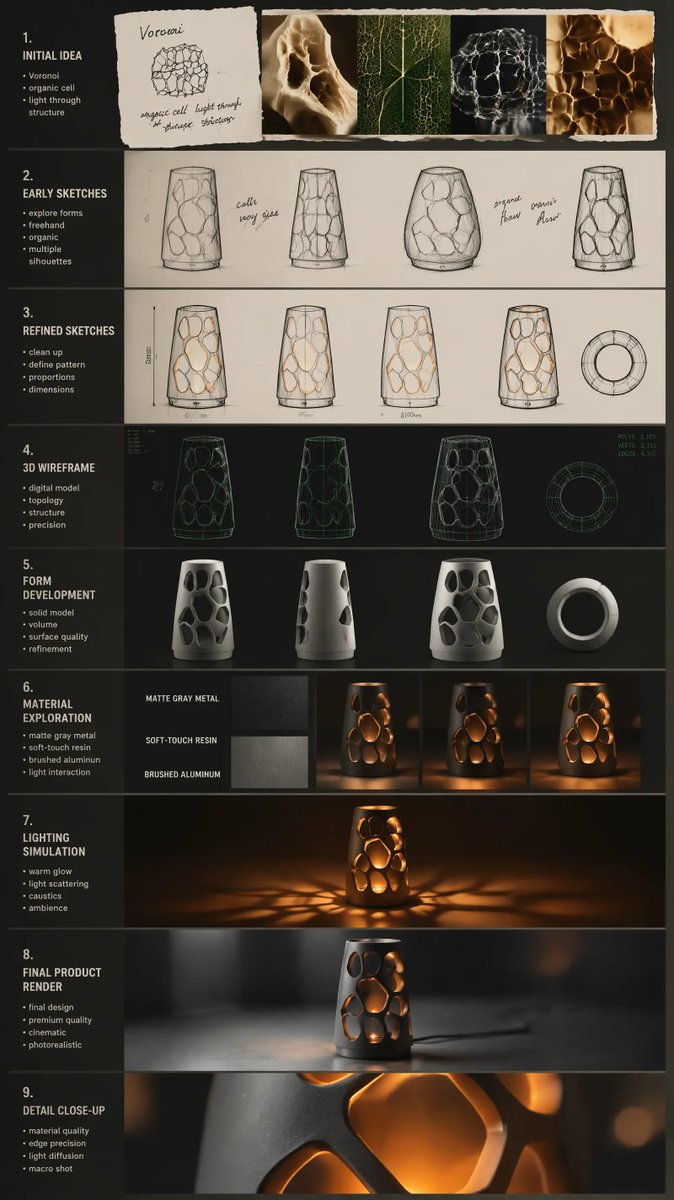 Parametric Voronoi Lamp: From Sketch to Realization