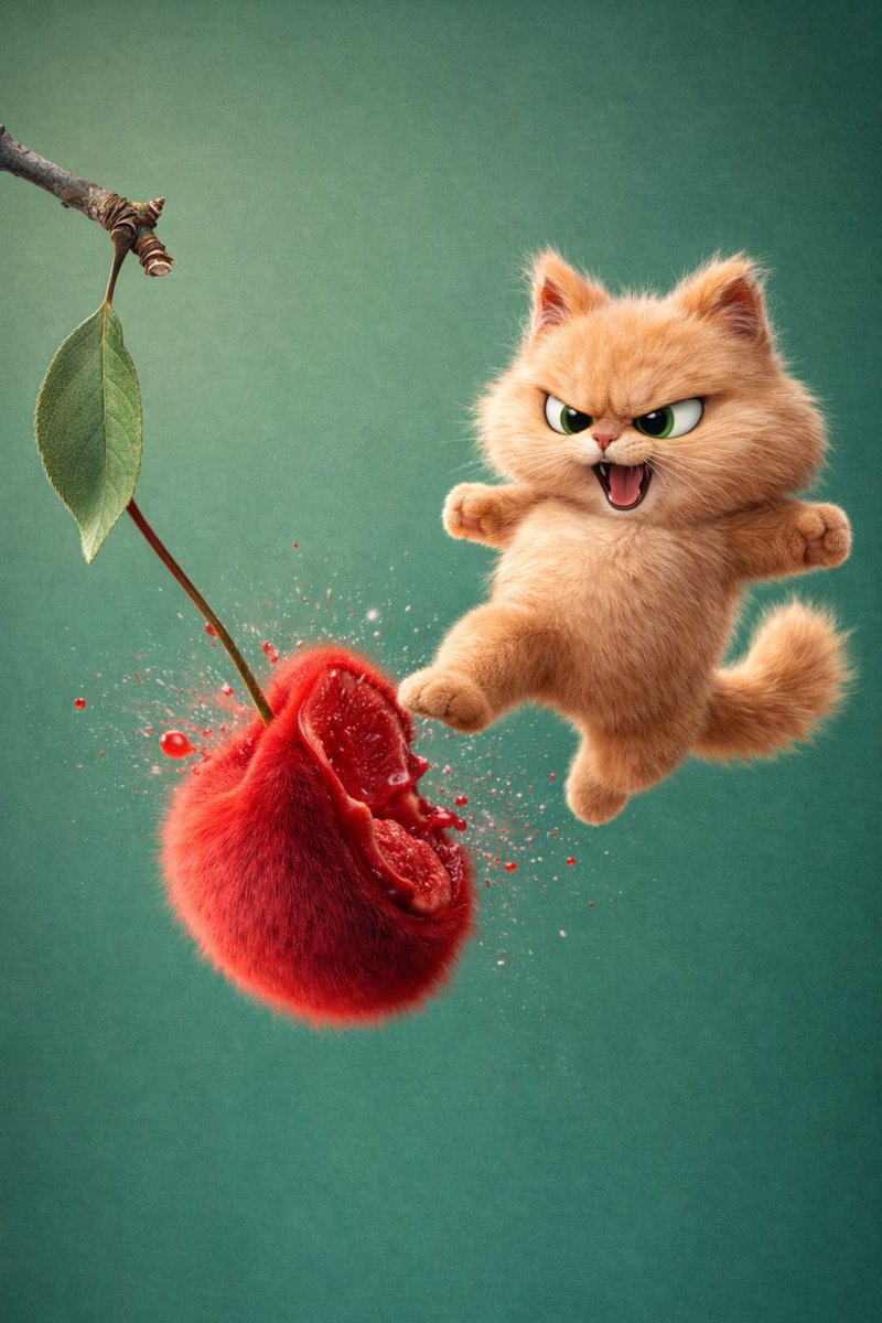 Grumpy Cat & Cherries: A Vibrant Portrait