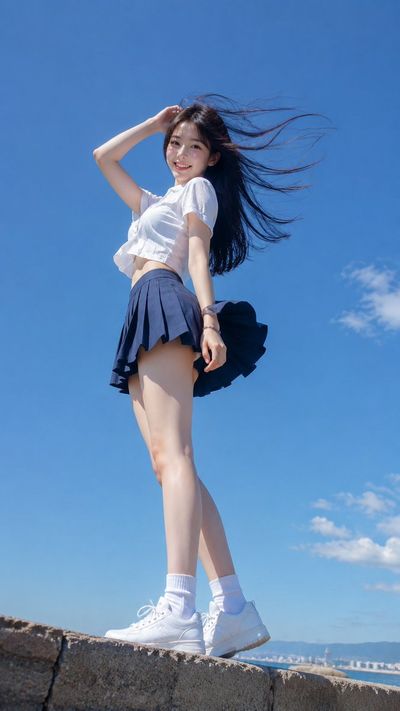 Candid Portrait of Young East Asian Woman in Summer Breeze