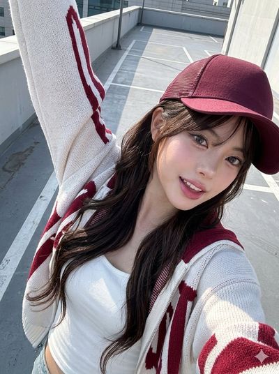 Rooftop Selfie with Dynamic Perspective and Glossy Glam Makeup