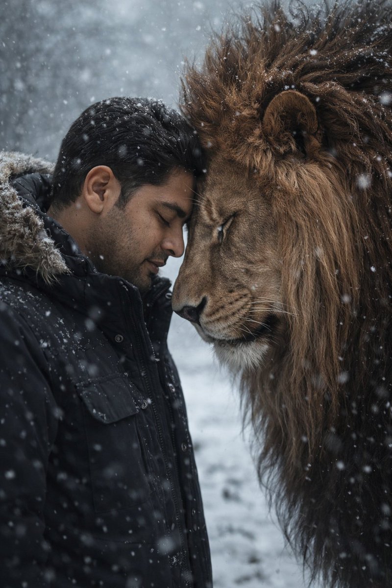 Harmony in the Wild: Man and Lion Unite