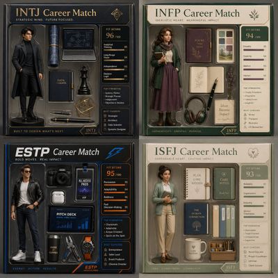 Luxury 3D Career Grid for Four Personality Types
