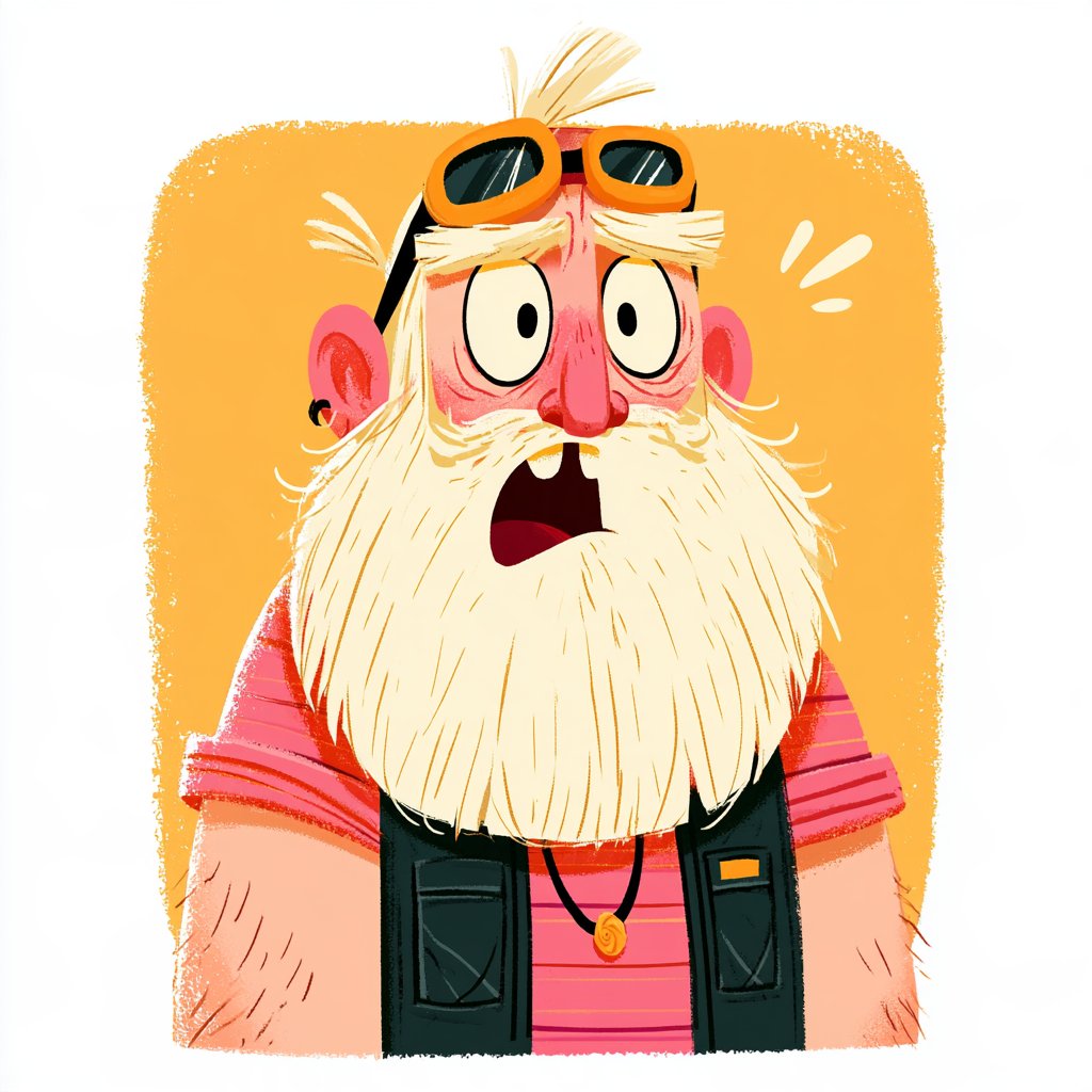 Whimsical portraits with oversized features and warm retro palette charm