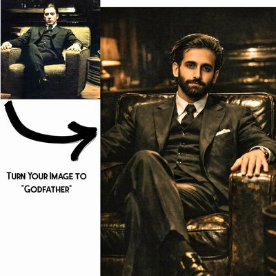 Iconic Michael Corleone Portrait in Vintage Cinematic Style