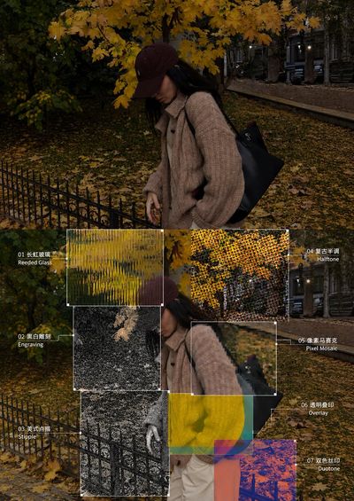 Seven Experimental Texture Zones Transform a Portrait in Swiss Editorial Layout