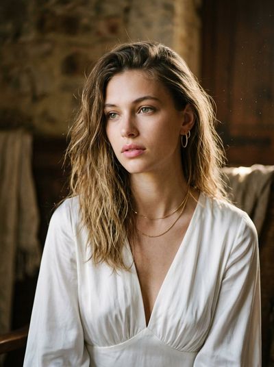 Ethereal Beauty Bathed in Warm Light Captures Serene Elegance