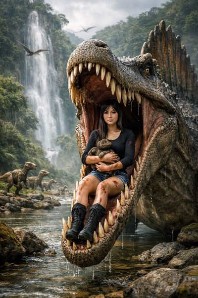 A Bold Encounter in the Prehistoric Jungle