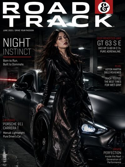 Korean model leans on matte-black sports coupe in moody garage
