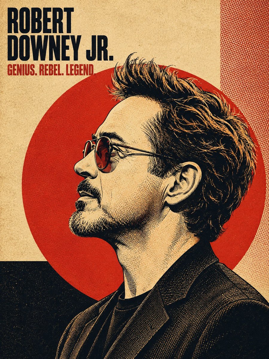 Bold side profile portrait with flowing hair in vintage poster art