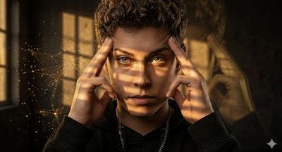Focused Mind: Cinematic Portrait with Ethereal Neural Glow