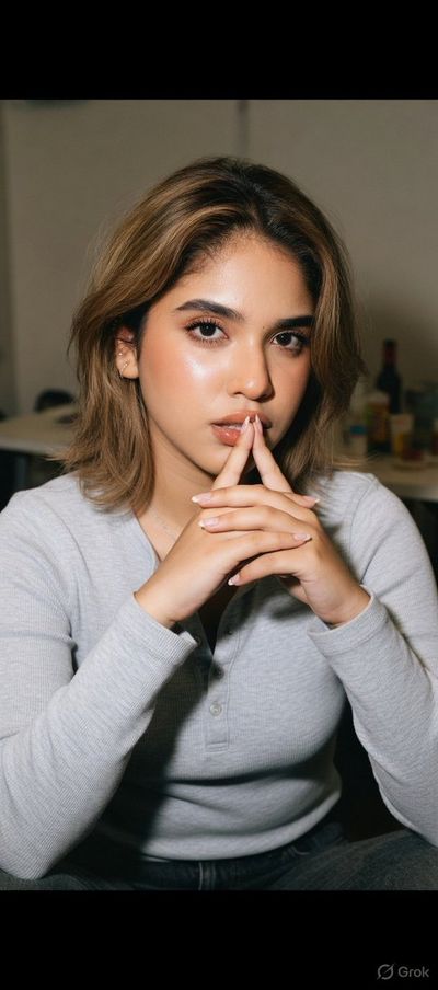 Candid Introspection: Raw Flash Portrait of Thoughtful Young Woman