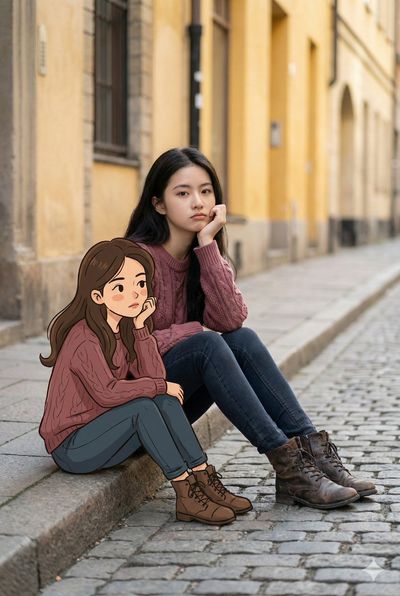 Cartoon Duet: A Whimsical Urban Portrait