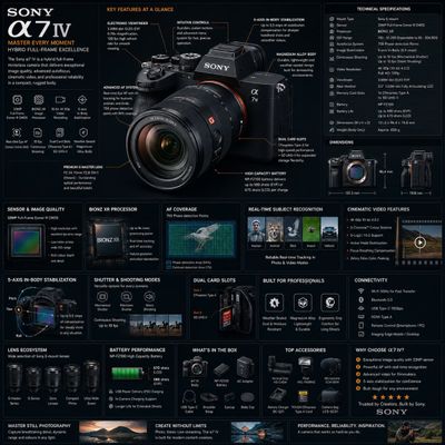 Sony camera infographic reveals engineering details in a premium handbook style