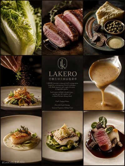 LAKERO's nine-panel poster reveals Paris Left Bank tasting menu