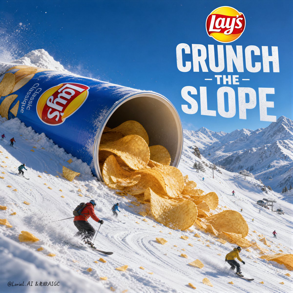 Giant Lay's canister transforms snow slope into ski paradise
