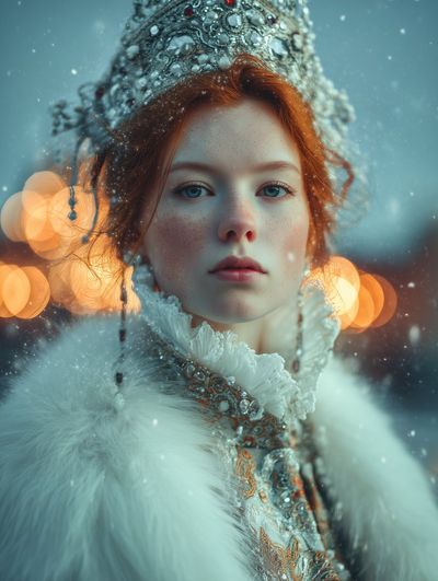 Snow Maiden in a Frosted Dreamscape