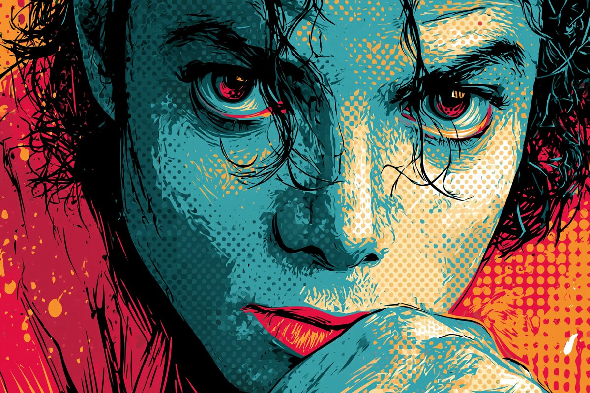 A pop art portrait of a woman with bold halftone dots