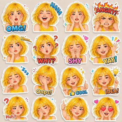 Vibrant 3D Sticker Pack of Emotions