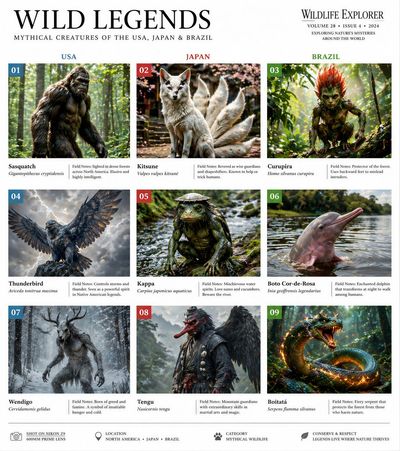 Mythical Wildlife Across Continents
