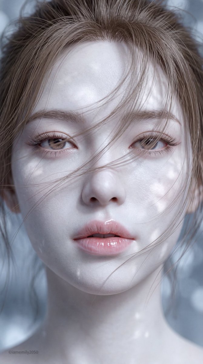 Wind-Swept Elegance: 3D Portrait of an Eastern Beauty