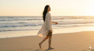 Golden Hour Serenity: A Peaceful Beach Stroll