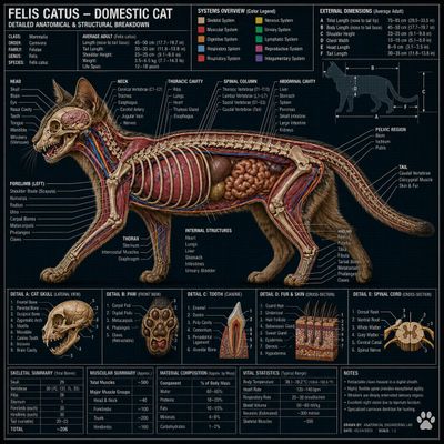 Intricate Canine vs Feline Cross-Section Blueprint