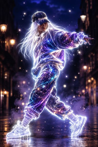 Ethereal Dance: Neon Dreams in the City