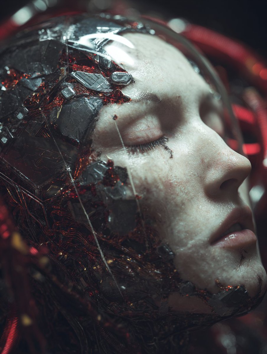 Shattered Beauty: Cybernetic Female Portrait