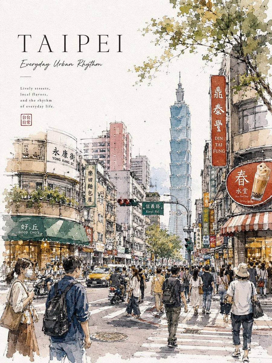 Urban Charm: A Watercolor Journey Through Lively Streets