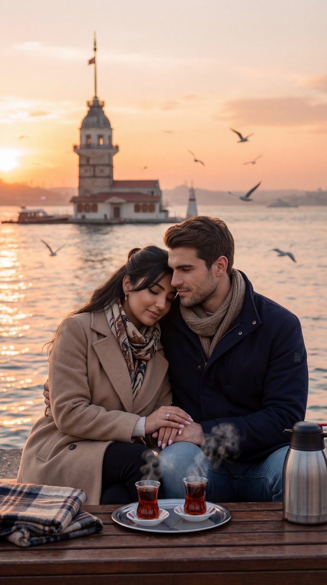 Sunset Serenity: A Romantic Encounter in Uskudar