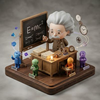The Genius Duo: Archimedes & Einstein in Toy Diorama Form