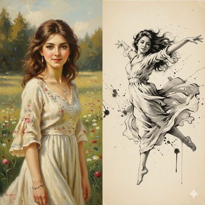 Two Sides of Grace: A Woman in Nature and Motion
