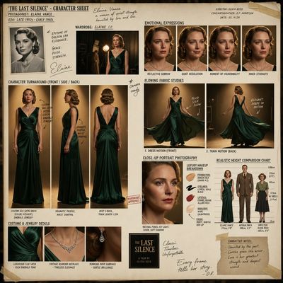 A golden spotlight illuminates the actress's satin evening gown